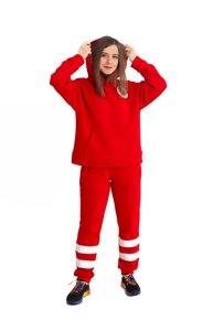 Комплект трикотажний ЕМД жіночий червоний ( худі + брюки)