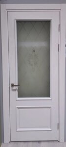Двері міжкімнатні в зал зі склом білого кольору