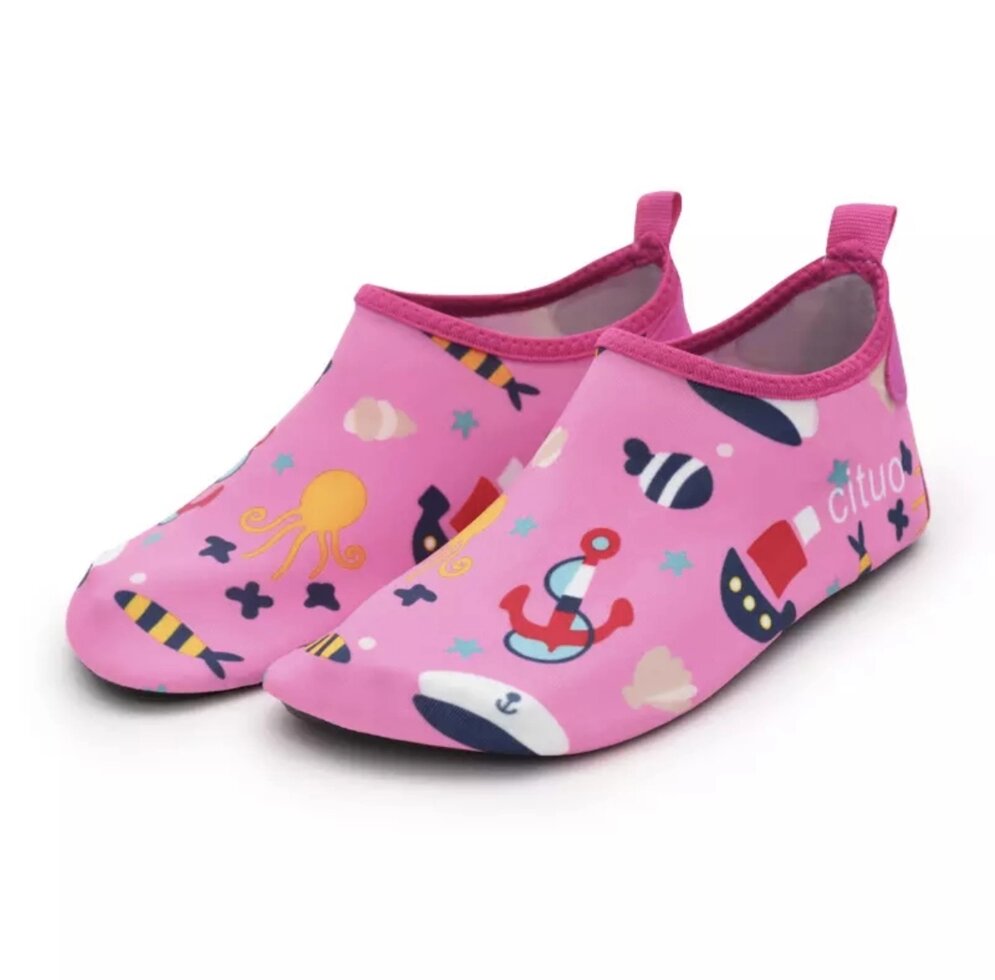 Неопреновая обувь аквашузы Skin Shoes для пляжа и бассейна для девочки розовые від компанії «Водна Тема» Інтернет-магазин - фото 1