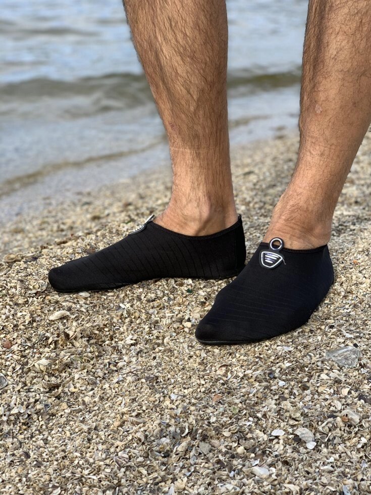 Неопреновая взуття аквашузи Skin Shoes чорні в смужку 34-44 від компанії «Водна Тема» Інтернет-магазин - фото 1