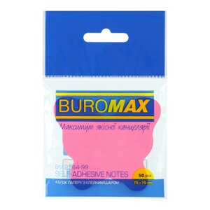 Блок для нотаток butterfly, 50 л., неон асорті buromax BM. 2364-99