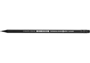 Олівець чорнографітний Optima All BLACK HB корпус чорний, загострений, з гумкою О15541