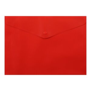 Папка-конверт, на кнопці, А4, матовий пластик, червона