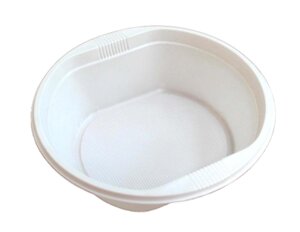 Пластикова тарілка одноразавая глибока 500мм (100 шт в уп) білий щільний пластик