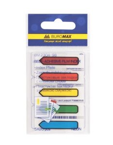 Закладки пластикові стрілки NEON 12х45мм, 5х20л., асорті buromax BM. 2304-98