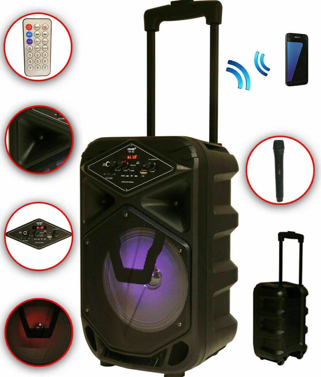 Акустична система Колонка акумуляторна DMS K8-8G Bluetooth, USB, MP3, Wireless LED від компанії інтернет магазин Stockzona - фото 1