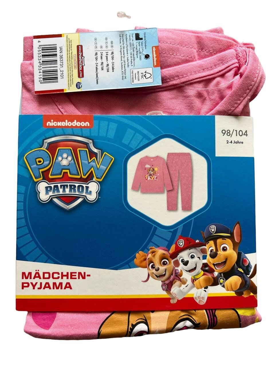 Бавовняна піжама для дівчинки з принтом Paw Patrol розмір 110/116 від компанії інтернет магазин Stockzona - фото 1