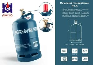 Газовий балон пропан - бутан Techniczny 5кг 12,3л