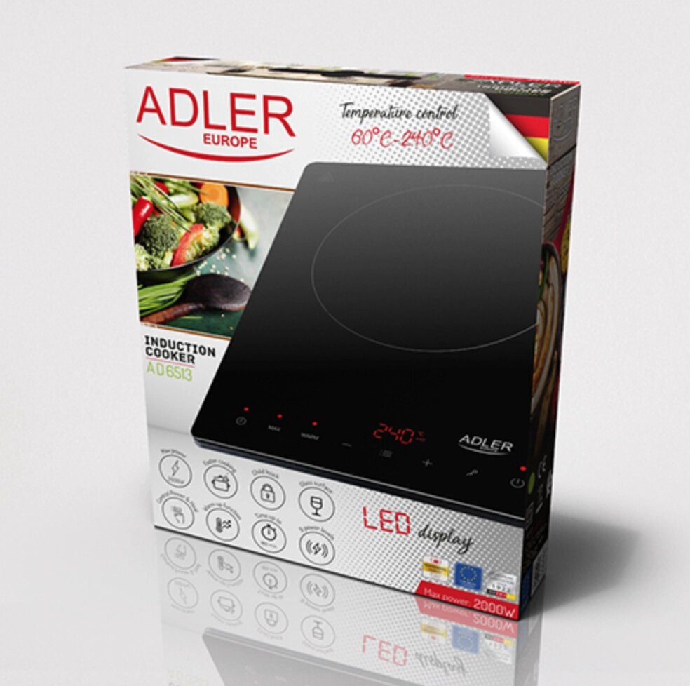 Індукційна плита з таймером Adler AD 6513 2000 Вт від компанії інтернет магазин Stockzona - фото 1