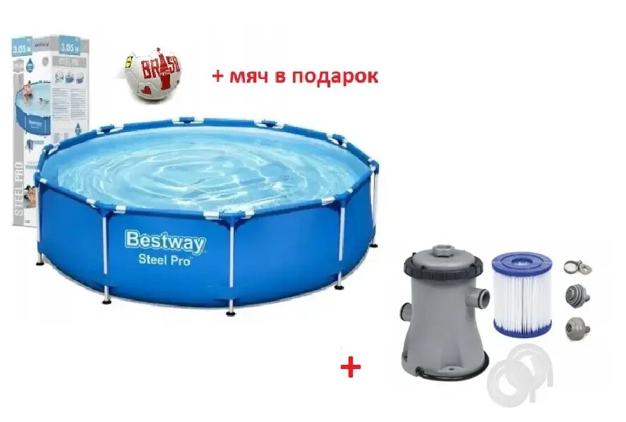 Каркасний басейн Bestway 56408, розмір 305 x 76 см з фільтруючим насосом від компанії інтернет магазин Stockzona - фото 1