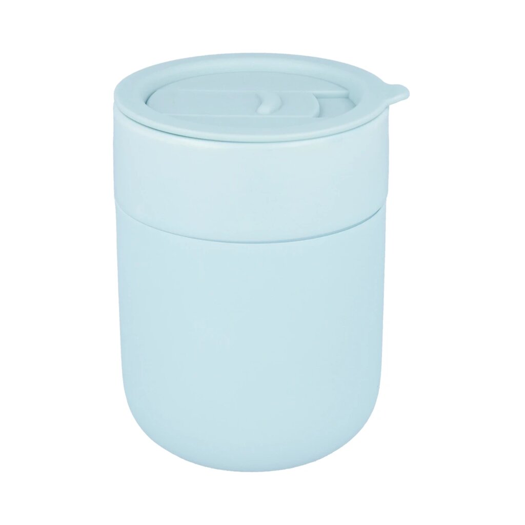 Кавові чашки 295мл з кришками Cute Travel Mugs з захисним силіконовим чохлом light blue від компанії інтернет магазин Stockzona - фото 1