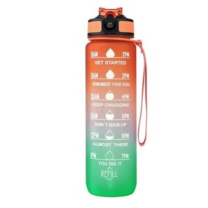 Мотиваційна пляшка для води 1л з часом, без BPA, Tritan фітнес, спорт, прогулянка oraGreen