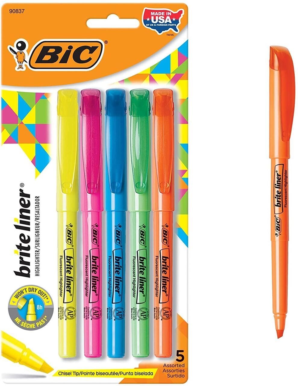 Набір текстових маркерів 5 шт BIC Highlighter Кольоровий від компанії інтернет магазин Stockzona - фото 1