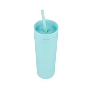 Охолоджуючий матовий стакан 473ml BPA-Free з трубочкою 21х6, 5см light blue