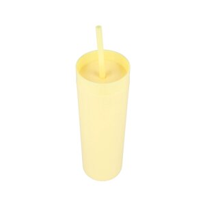 Охолоджуючий матовий стакан 473ml BPA-Free з трубочкою 21х6, 5см yellow