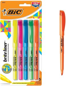 Набір текстових маркерів 5 шт BIC Highlighter Кольоровий