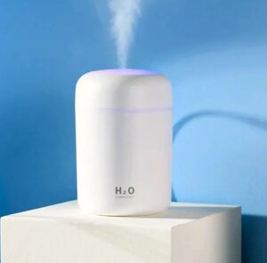 Портативний світлодіодний ультразвуковий зволожувач повітря Humidifier H2O 300 мл білий