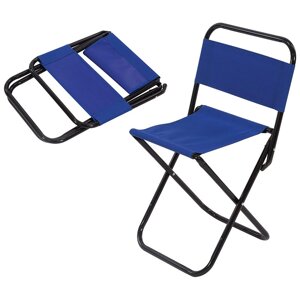 Стілець складаний YE chairs синій зі спинкою для відпочинок / туризм / рибалка / сад
