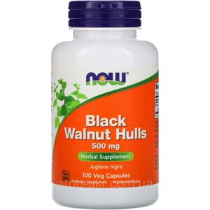 Чорний горіх NOW Foods (Black Walnut) 500 мг 100 капсул, імунітет, паразити, герпес, грибок, очищення організму