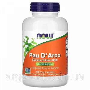 Пау Дарко (Pau D' Arco) 500 мг 250 капсул США (кора мурашиного дерева, віруси, імунітет, дисбактеріоз)