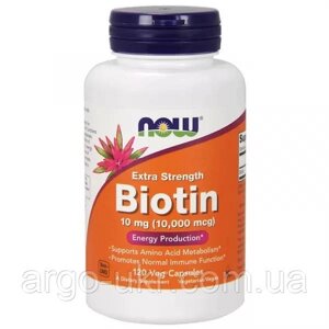 Біотин 10000 мкг США Biotin NOW 120 капсул (для шкіри, волосся, нігтів, імунітет, дисбактеріоз, схуднення)