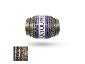 Гофра глушника 50x100 3-х шарова посилена Interlock кольчуга (короткий фланець / нерж. сталь) EuroEx