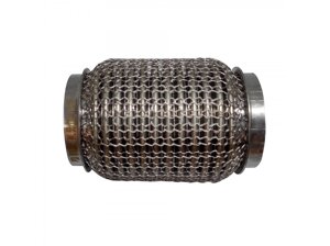 Гофра глушника 55x120 3-х шарова посилена Interlock кольчуга (короткий фланець / нерж. сталь) Walline