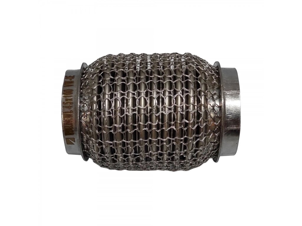 Гофра глушника 45x100 3-х шарова посилена Interlock кольчуга (короткий фланець / нерж. сталь) Walline від компанії Інтернет-магазин "Глушачек" - фото 1