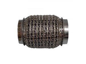Гофра глушителя 45Х100 усиленная Interlock кольчуга (3 слоя, короткий фланец / нерж. сталь) Walline