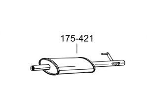 Глушник Мерседес Спринтер (Mercedes Sprinter) 208D 308D 408D 02 / 95-04 / 00 2.3D (175-421) Bosal 13.18 алюмінізірованний