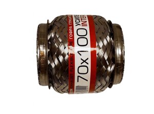 Гофра глушника 70x100 3-х шарова посилена Interlock (короткий фланець / нерж. сталь) EuroEx