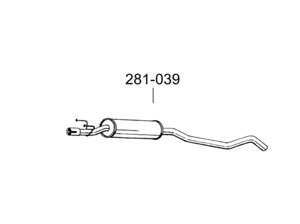 Глушитель передний Опель Корса Б (Opel Corsa B) 1.5TD 93- (281-039) Bosal 17.41 алюминизированный