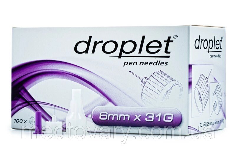 Голки для інсулінових шприц-ручок Droplet, 12 мм від компанії Фармєдіс, ТОВ - фото 1