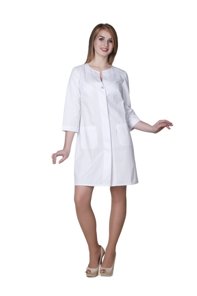 Халат медичний жіночий Емелі 46-170 сорочкова біла-біла від компанії Фармєдіс, ТОВ - фото 1
