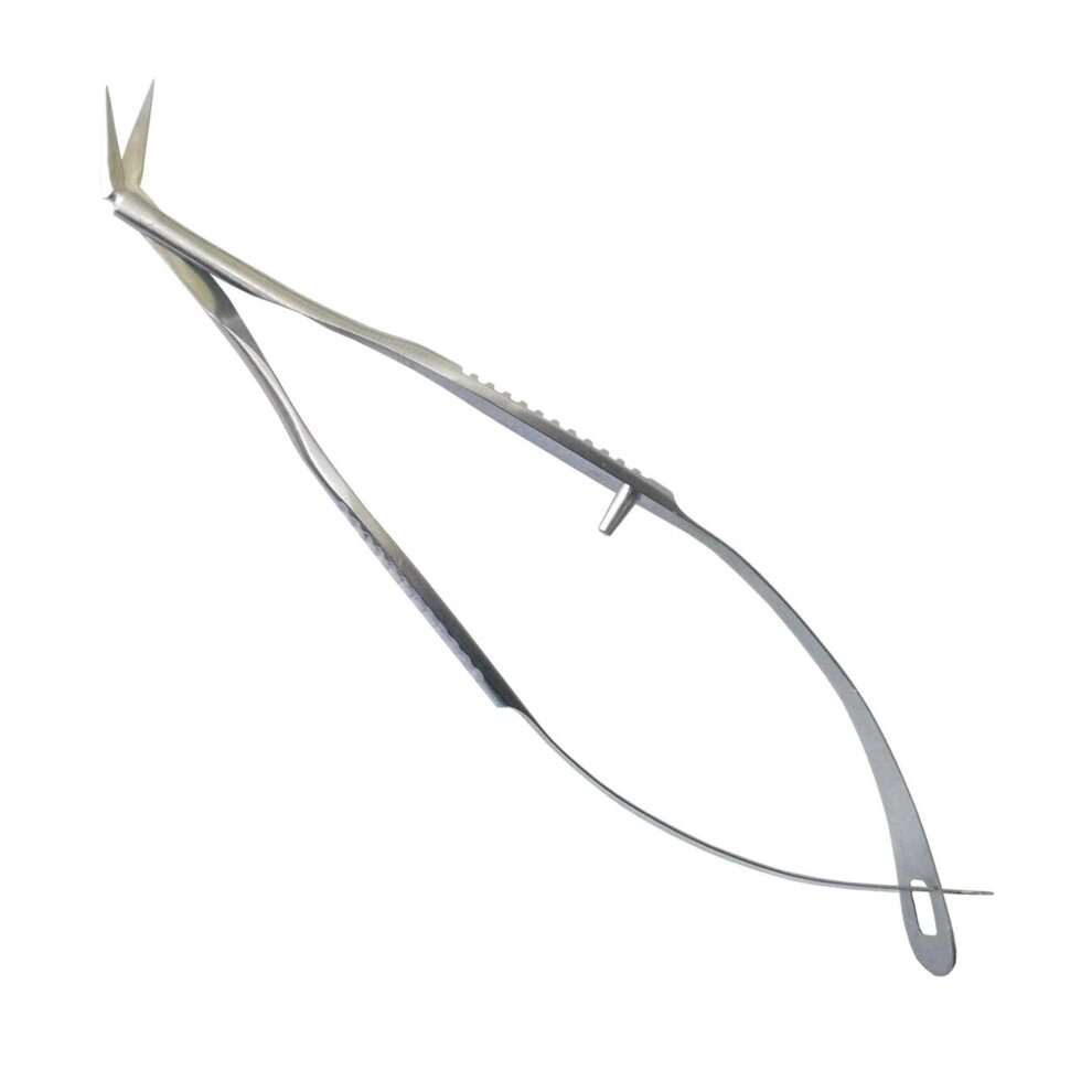 Ножиці очні для видалення вторинної катаракти зігнуті під кутом Vannas. Довжина 8 см від компанії Фармєдіс, ТОВ - фото 1