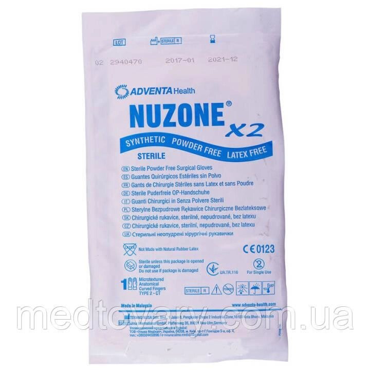 Nuzone X2 стерильні неопудрені хірургічні рукавички поліхлоропренові (размер 6.0) 6.5 від компанії Фармєдіс, ТОВ - фото 1