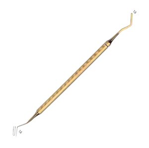 Шпатель (1,6 мм) стоматологічний, двосторонній, гнучкий, з 8-гранною ручкою, серповидний і дистальний, покритий оловом.