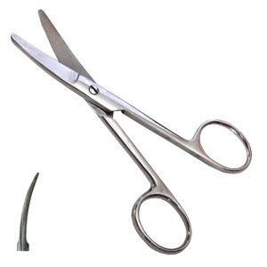 Ножиці вертикально вигнуті тупокінцеві хірургічні дитячі. Довжина 12,5 см