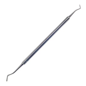 Шпатель стоматологічний, двосторонній, жорсткий, з восьмигранною ручкою, серповидний і дистальний. Ширина 1.7 мм