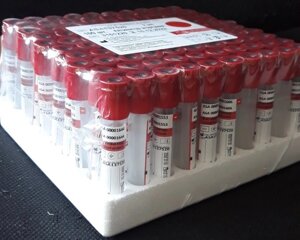 Пробірка вакуумна для взяття венозної крові з активатором згортання, 2,0мл, 13х100мм, червона кришка