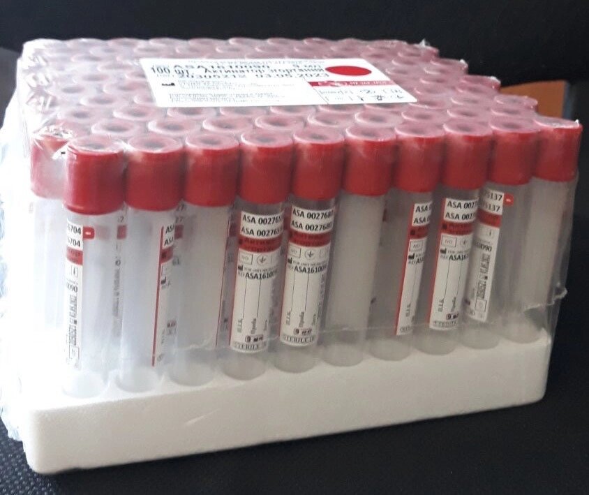 Пробірка вакуумна для взяття венозної крові з активатором згортання, 9,0мл, 16х100мм, червона кришка від компанії Фармєдіс, ТОВ - фото 1