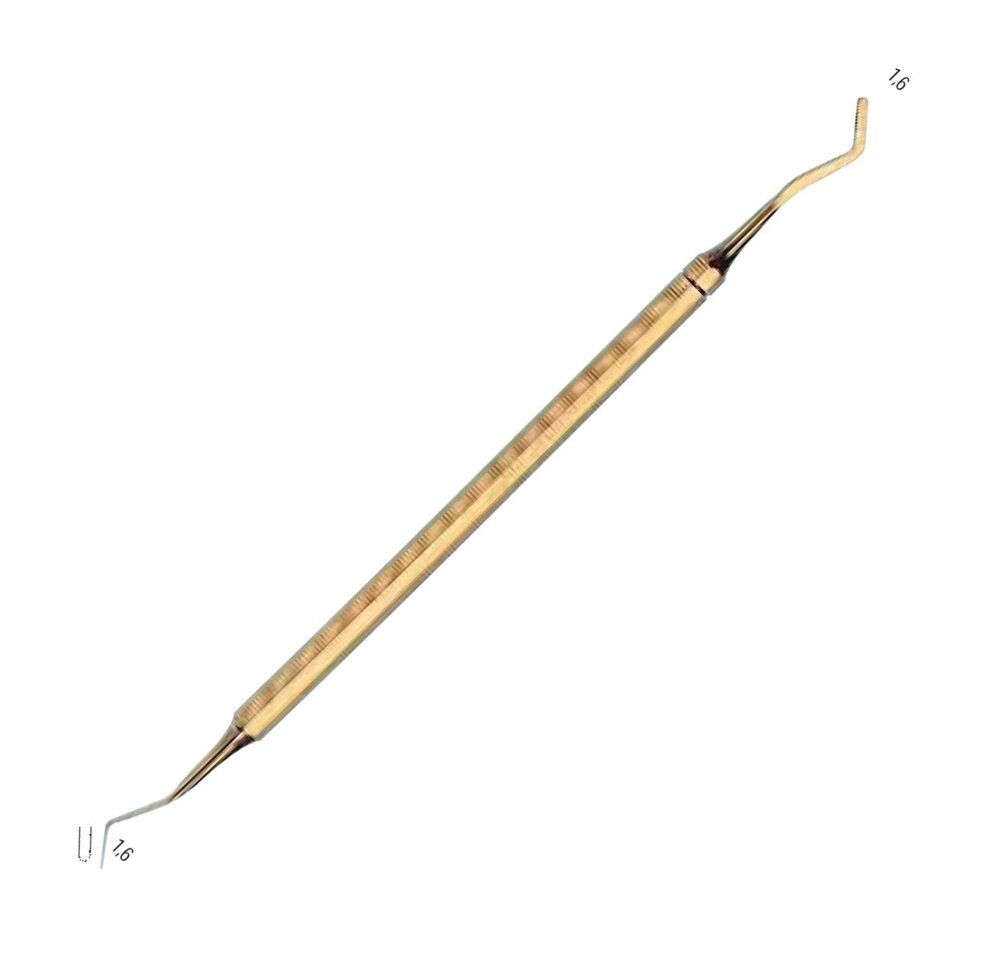 Шпатель стоматологічний, двосторонній, гнучкий, з восьмигранною ручкою, серповидний і дистальний, покритий оловом, дуже  від компанії Фармєдіс, ТОВ - фото 1