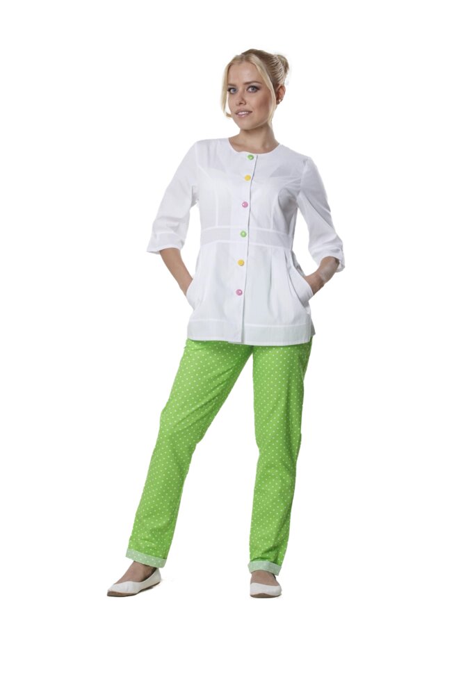 Жакет медичний жіночий Поліна 42-170 сорочковий білий від компанії Фармєдіс, ТОВ - фото 1
