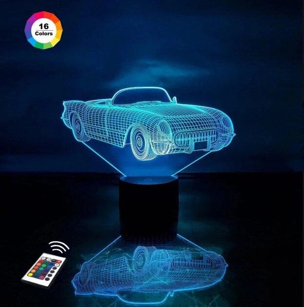 3D нічник "Автомобіль 23" (ЗБІЛЬШЕНИЙ ЗОБРАЖЕННЯ) + пульт ДК + мережевий адаптер + батарейки (3ААА) 3DTOYSLAMP від компанії Polmart - фото 1
