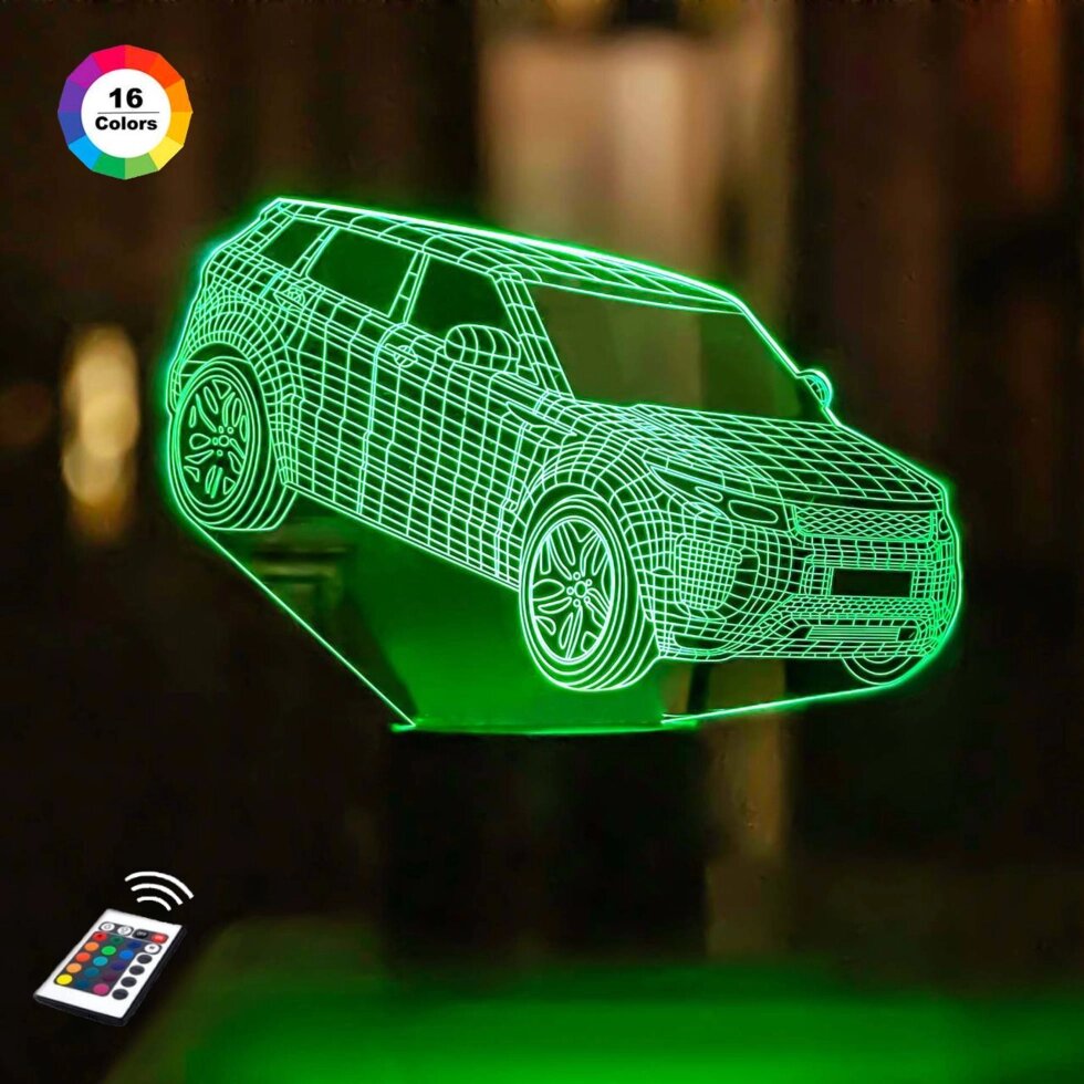 3D нічник "Автомобіль 43" (ВОЛІЧНЕ ЗОБРАЖЕННЯ)+ пульт ДК + мережевий адаптер + батарейки (3ААА)  3DTOYSLAMP від компанії Polmart - фото 1