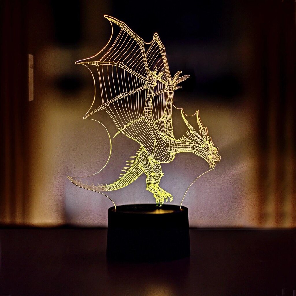 3D нічник "Дракон" 3DTOYSLAMP від компанії Polmart - фото 1