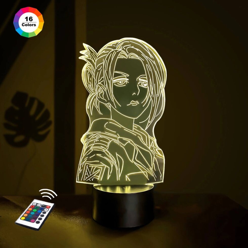 3D нічник "Енні Леонхарт" (ВОЛІЧНЕ ЗОБРАЖЕННЯ) подарункове паковання + 16 кольорів + пульт ДК 3DTOYSLAMP від компанії Polmart - фото 1