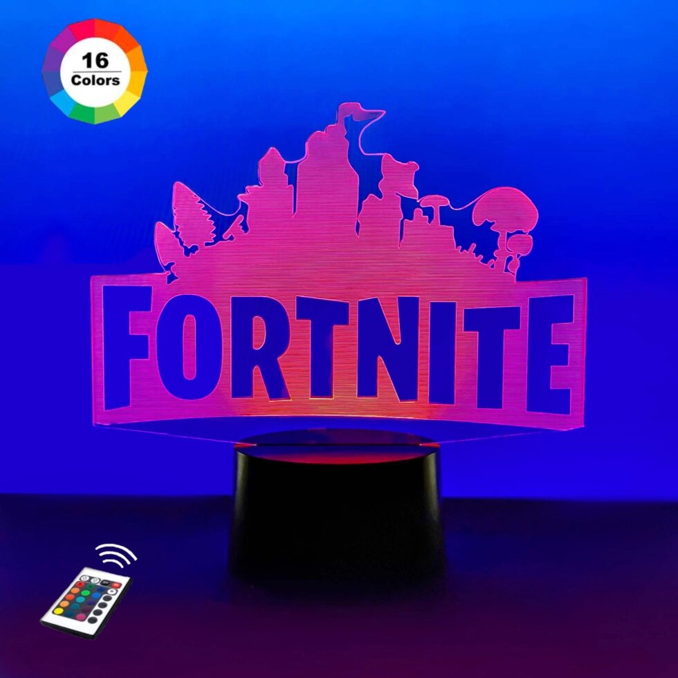 3D нічник "FORTNITE" (ЗБІЛЬШЕНИЙ ЗОБРАЖЕННЯ)+ мережевий адаптер + батарейки (3ААА) 3DTOYSLAMP від компанії Polmart - фото 1