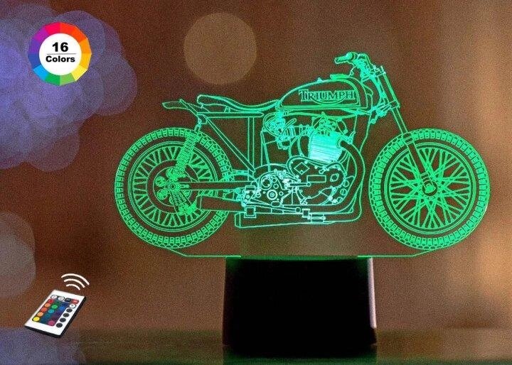 3D нічник "Мотоцикл 10" (ЗБІЛЬШЕНИЙ ЗОБРАЖЕННЯ) + пульт ДК + мережевий адаптер + батарейки (3ААА) 3DTOYSLAMP від компанії Polmart - фото 1