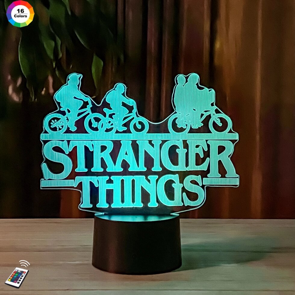 3D нічник "Stranger things" (ЗБІЛЬШЕНИЙ ЗОБРАЖЕННЯ)+пульт ДК +мережевий адаптер +батарейки (3ААА) 3DTOYSLAMP від компанії Polmart - фото 1